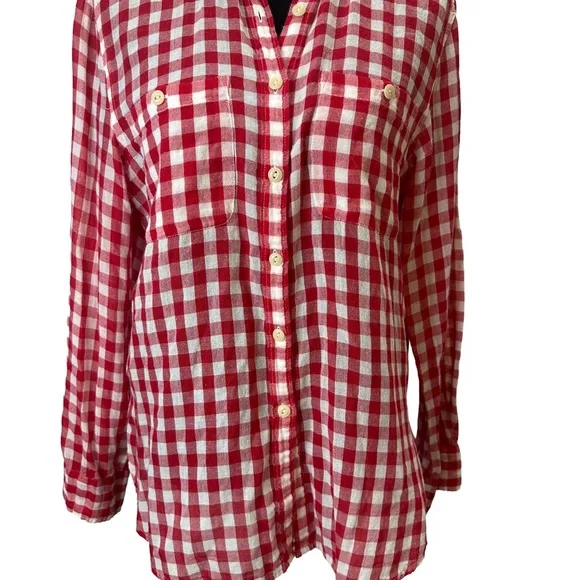 Ralph Lauren Denim and Supply Red/White Gingham long sleeve 💯 cotton Size L - Picture 2 of 13